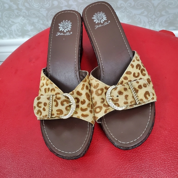 Yellow Box  Leopard Print Wedge Sandal  size 11 - Picture 1 of 8